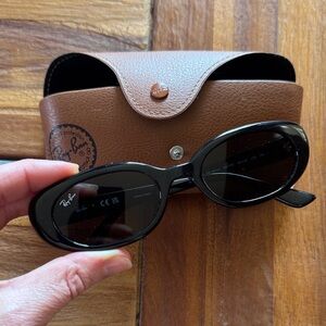 Brand new never worn Ray-Ban Glossy Black Sunglasses with Brown Case